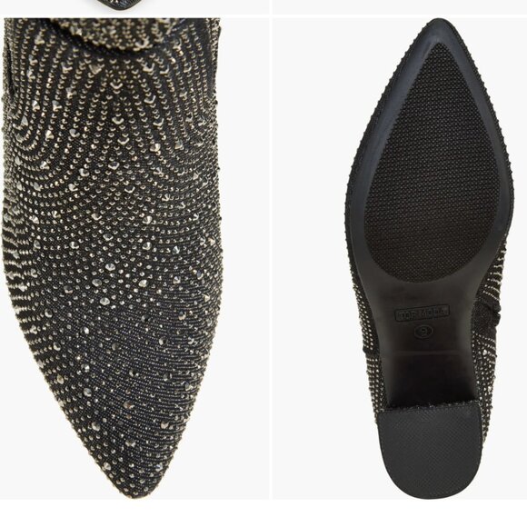Alias Women's Rhinestone Black Denim BLING Western Block Heel BLING Boots 7.5 - Picture 5 of 6